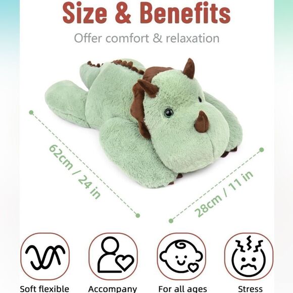 WEPOP Weighted Dino Plush | 24” 3.5 lbs Weighted Stuffed Animal | Green | NIB - Picture 4 of 8
